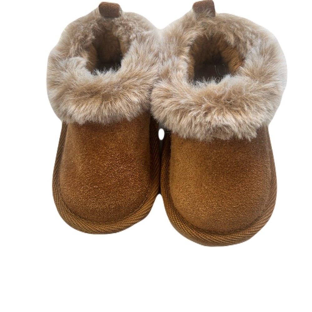 BearPaw Chestnut Faux Fur Cuff Infant Leather Booties - 0/6M